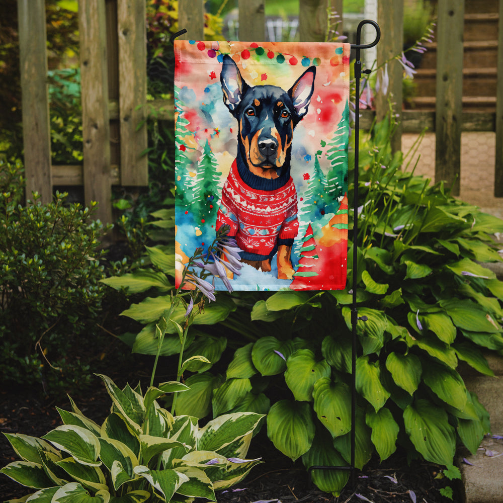 Doberman Pinscher Christmas Garden Flag
