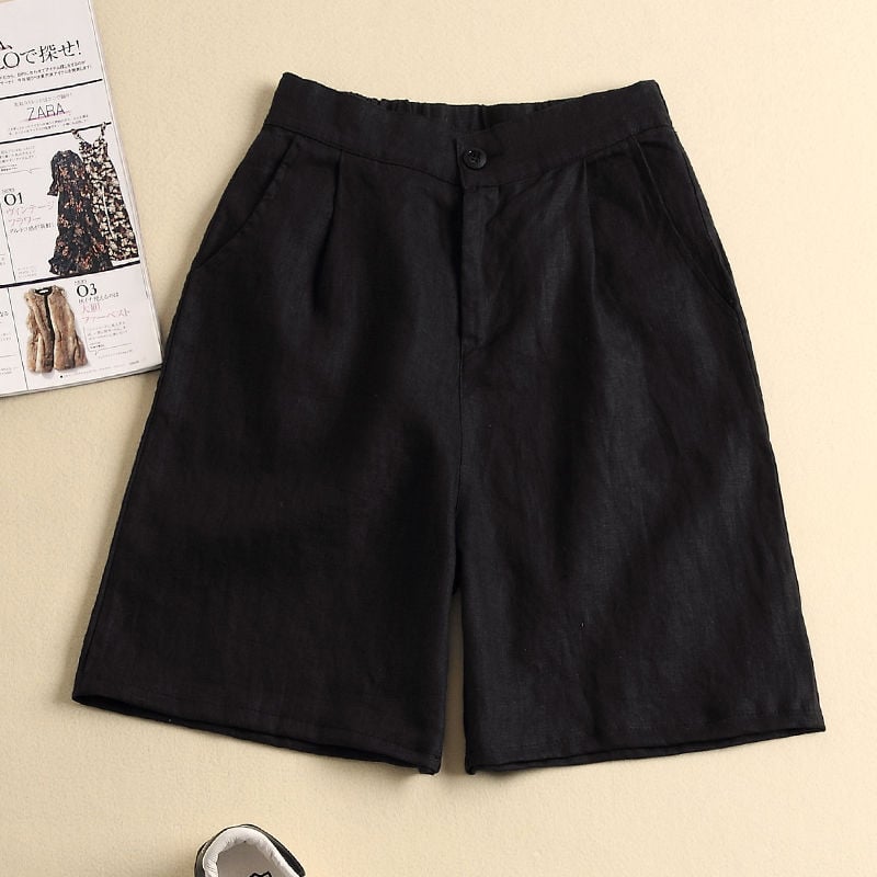 Loose High Waist Women's Cotton Shorts Trousers