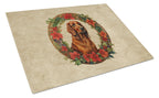 Irish Setter Christmas Flowers Glass Cutting Board