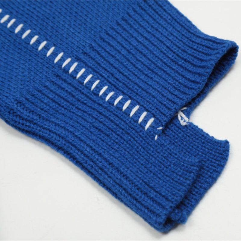 Blue RAF SIMONS Oversized V-neck Wool Sweater for All