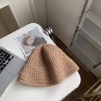 Warm Loose Wool Knitted Bucket Hat | Embroidered Cap
