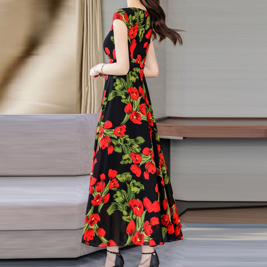 Summer New Women's Bohemian Printed Maxi Dress