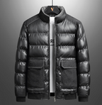 THE KONF Men's Jacket with Lining - Loose Thick PU Leather