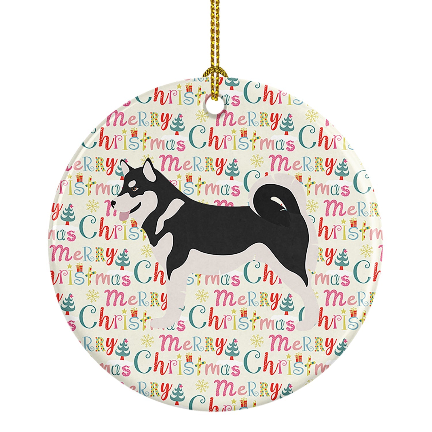 Alaskan Malamute Merry Christmas Ceramic Ornament