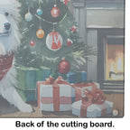 American Eskimo Cozy Christmas Glass Cutting Board