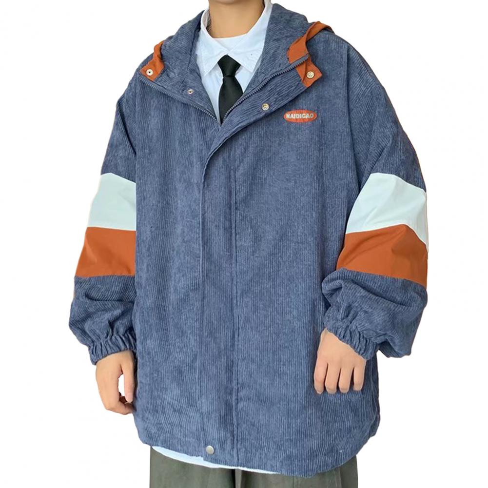 Colorblock Hooded Zipper Men's Long Sleeve Jacket