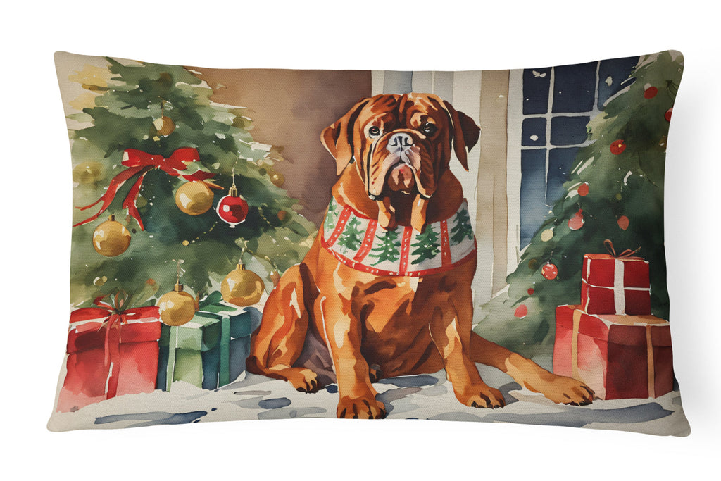 Dogue de Bordeaux Cozy Christmas Throw Pillow