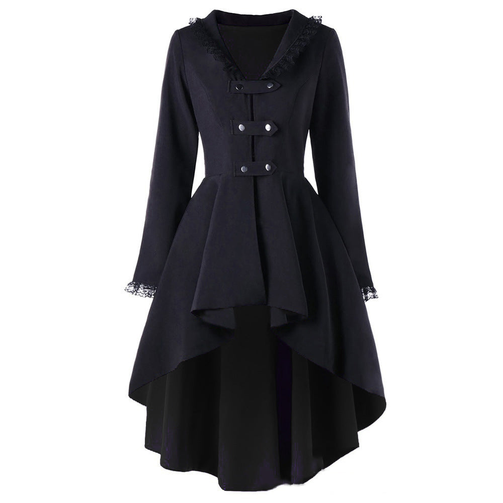 Retro Long Irregular Hem Coat