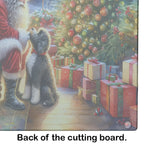 Portuguese Water Dog and Santa Claus Glass Cutting Board