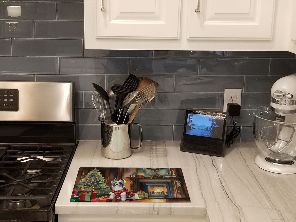 Chinese Crested Cozy Christmas Glass Cutting Board