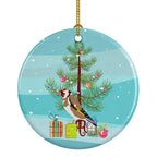 Gold Finch Merry Christmas Ceramic Ornament