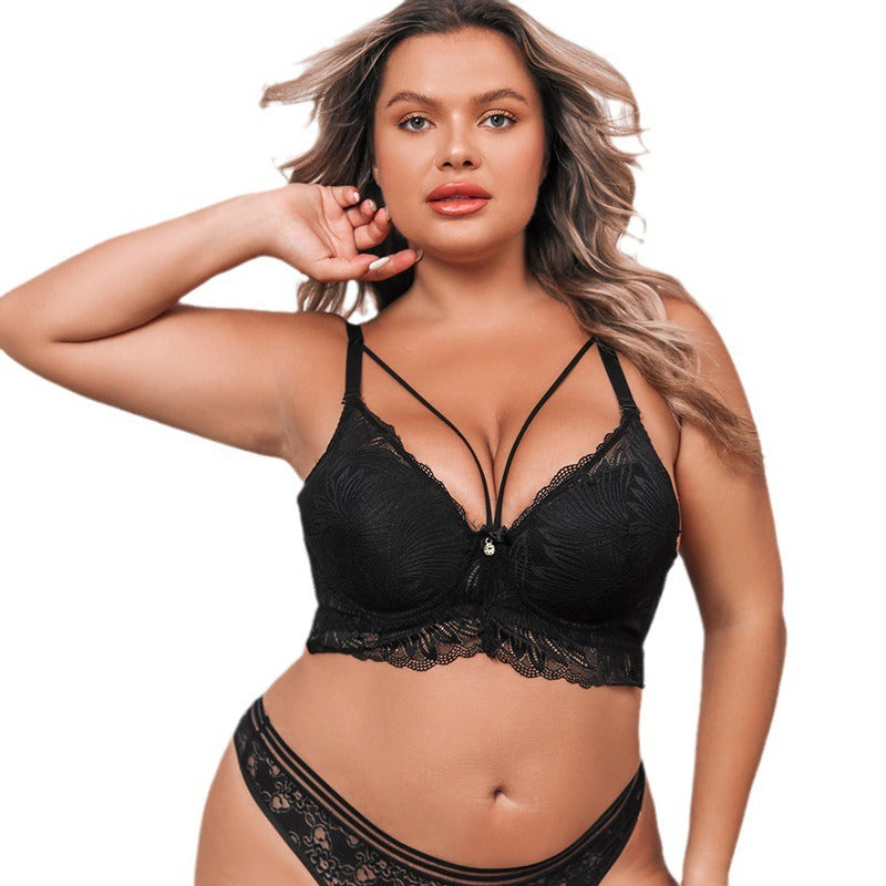 Large Size Women's Adjustable Lace Bra with Thin Straps