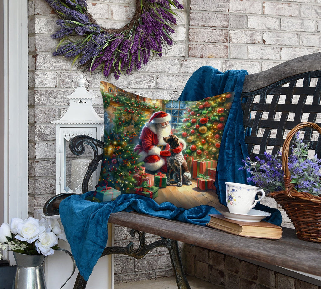 German Shorthaired Pointer and Santa Claus Throw Pillow