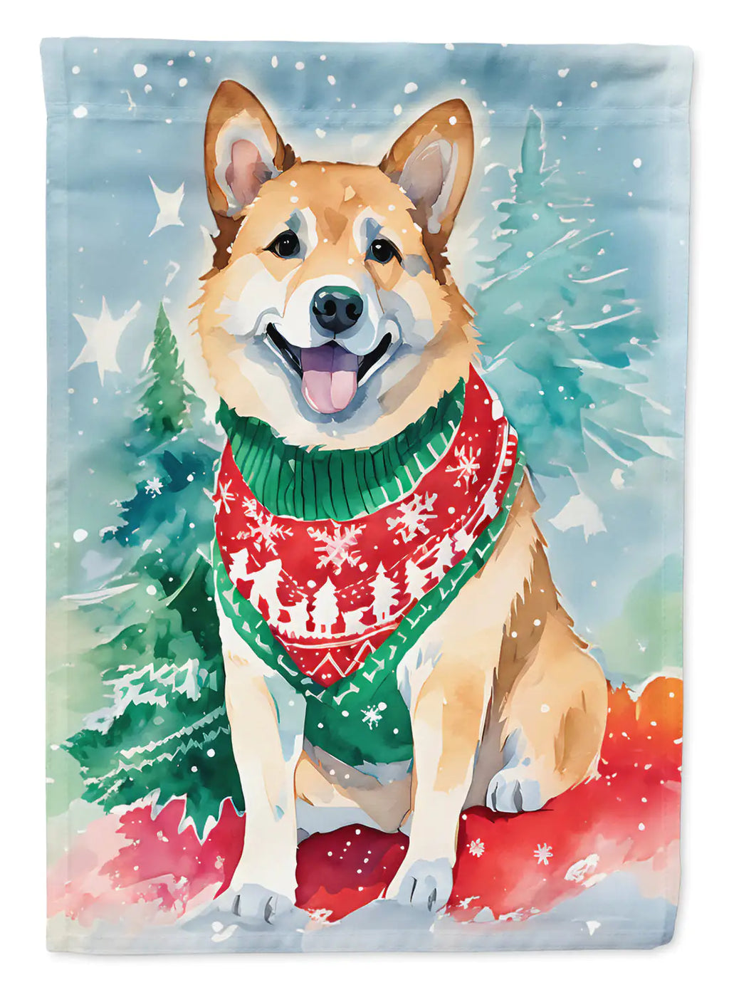 Norwegian Buhund Christmas House Flag