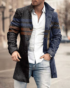 Men's Woolen Stand Collar Medium Long Casual Coat