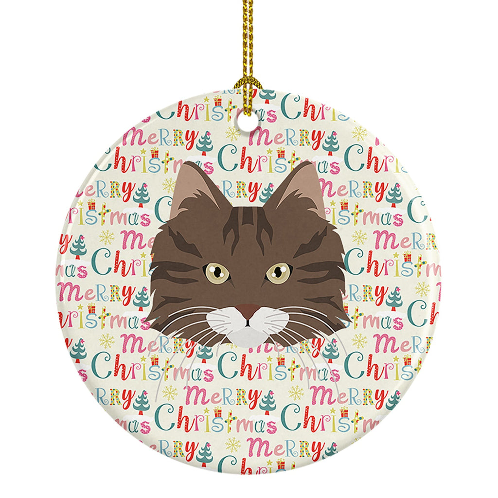 Norwegian Forest Cat Christmas Ceramic Ornament