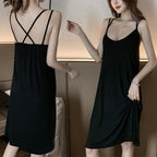 Summer Women's Black Backless Nightgown Pajamas Dress