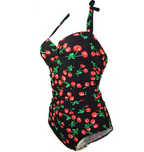 Cherry Print Halter One-Piece Swimsuit