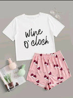 Elegant Women's Pajamas Set with Short Sleeves and Shorts