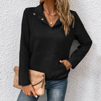 Solid Color Long Sleeve Stand Collar Sweater