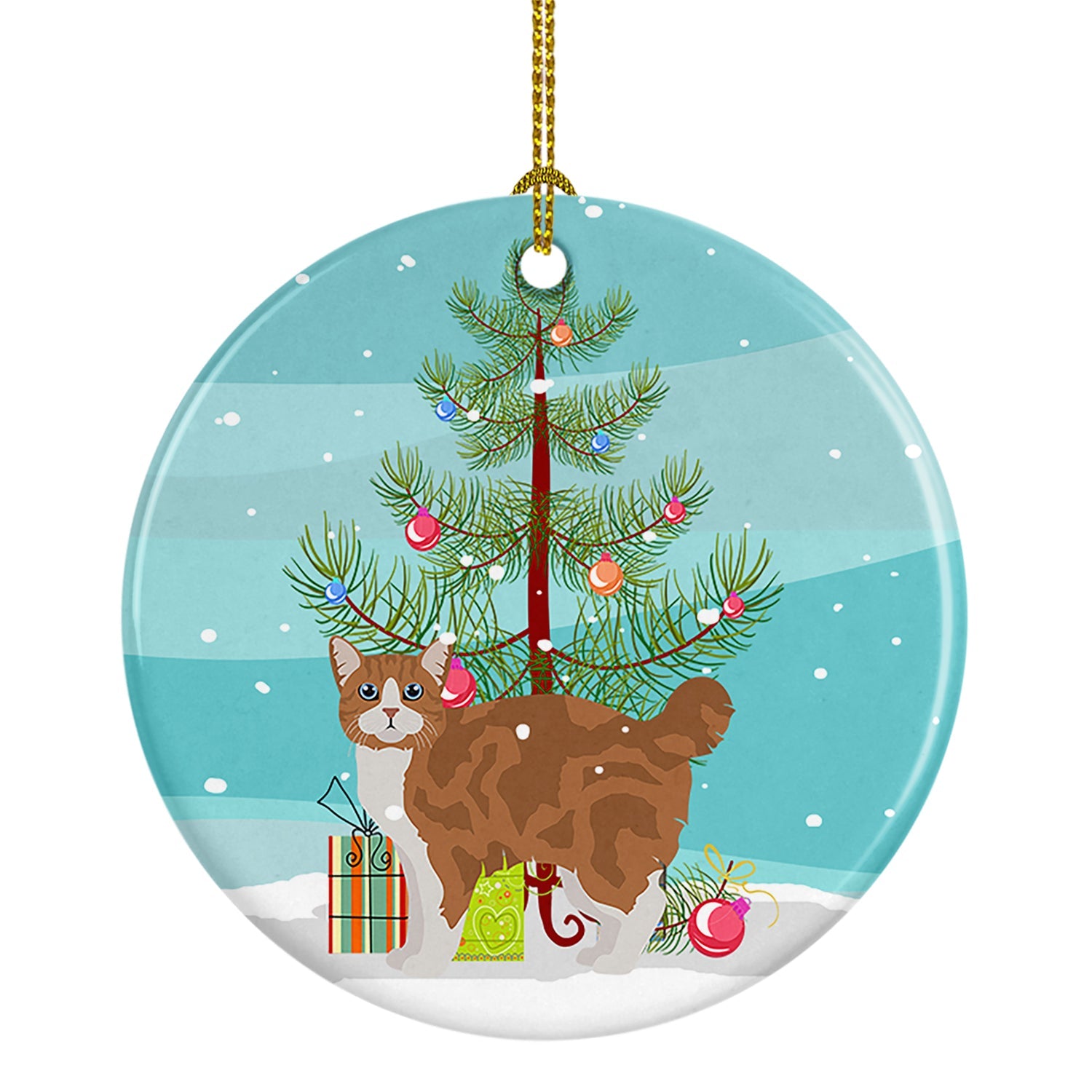 Manx Cat Christmas Ceramic Ornament