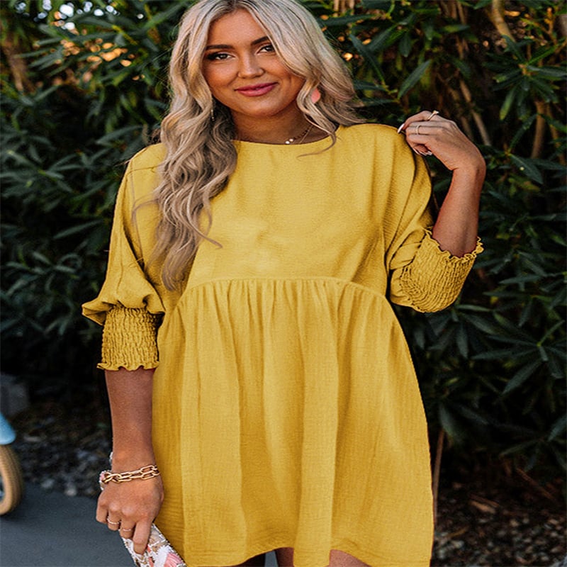 Solid Color Pullover Half Sleeve Dress for Women | Streetwear