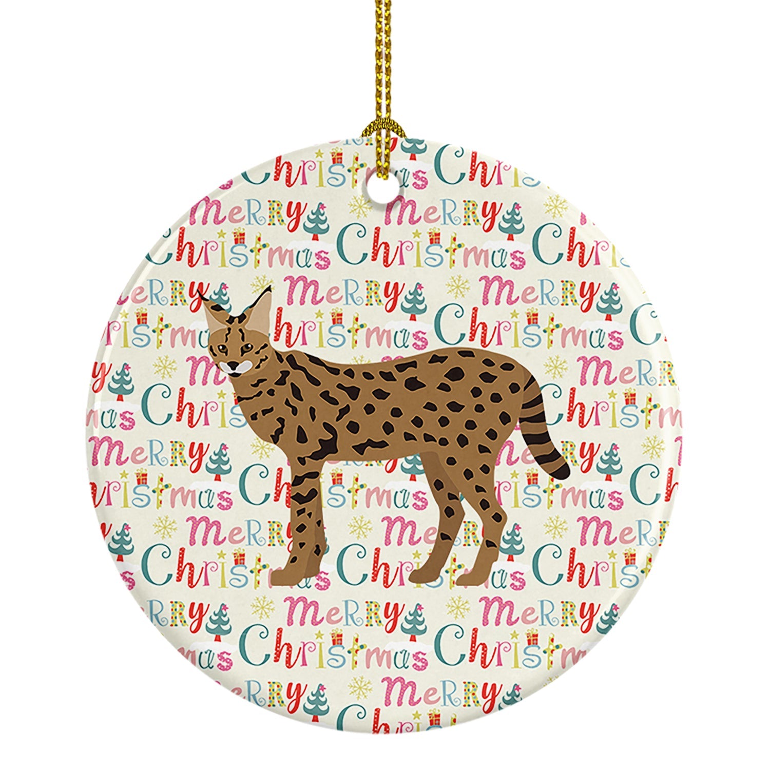 Savannah #3 Cat Christmas Ceramic Ornament