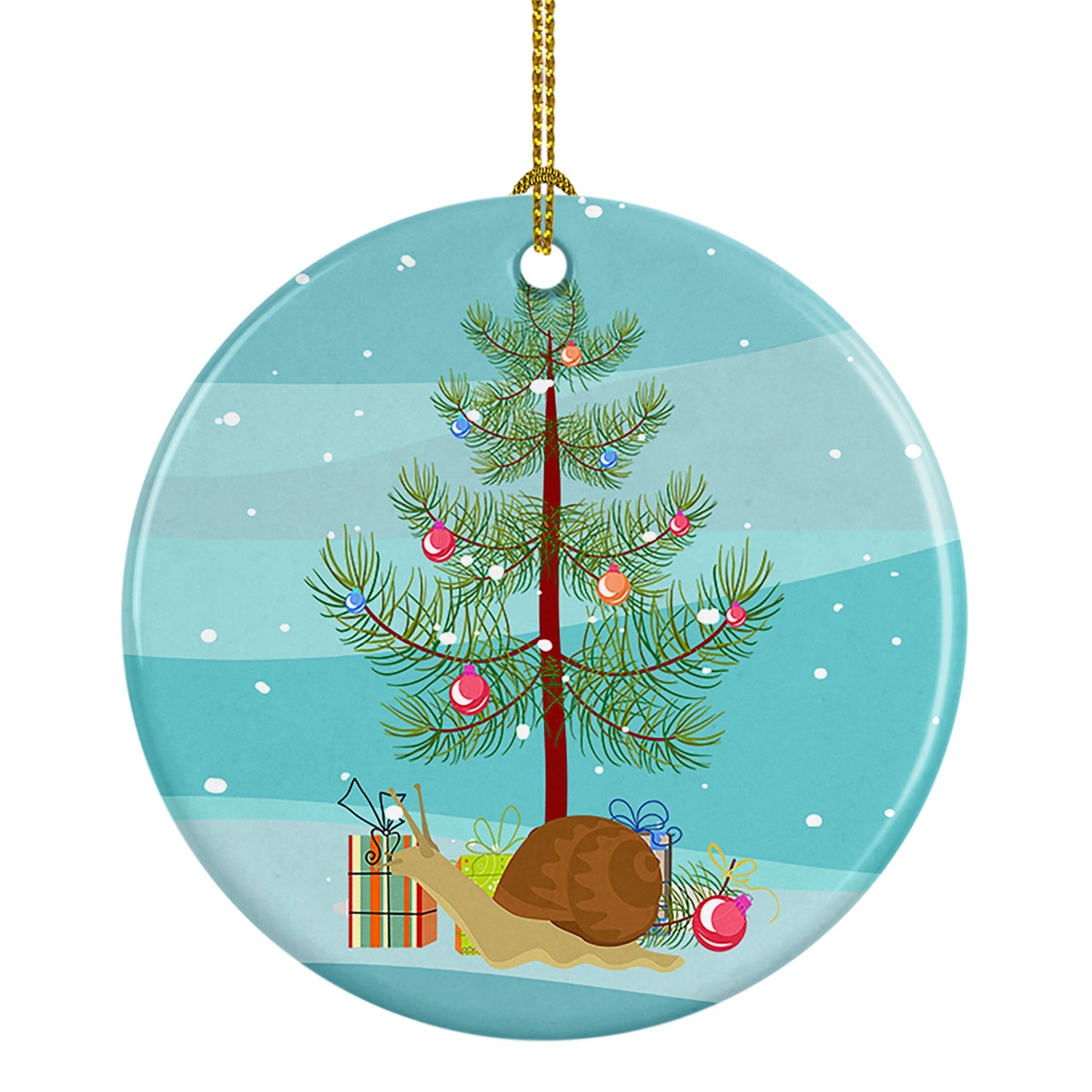 Garden Snail Merry Christmas Ceramic Ornament
