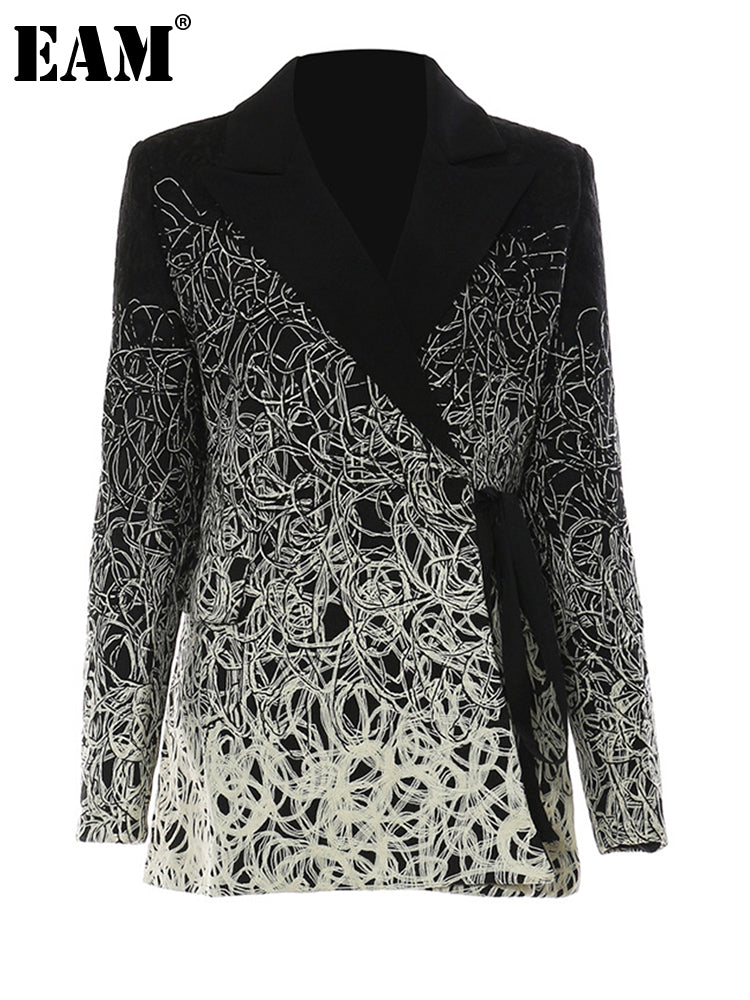 Women’s Black Embroidered Plus Size Blazer Jacket