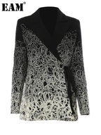 Women’s Black Embroidered Plus Size Blazer Jacket