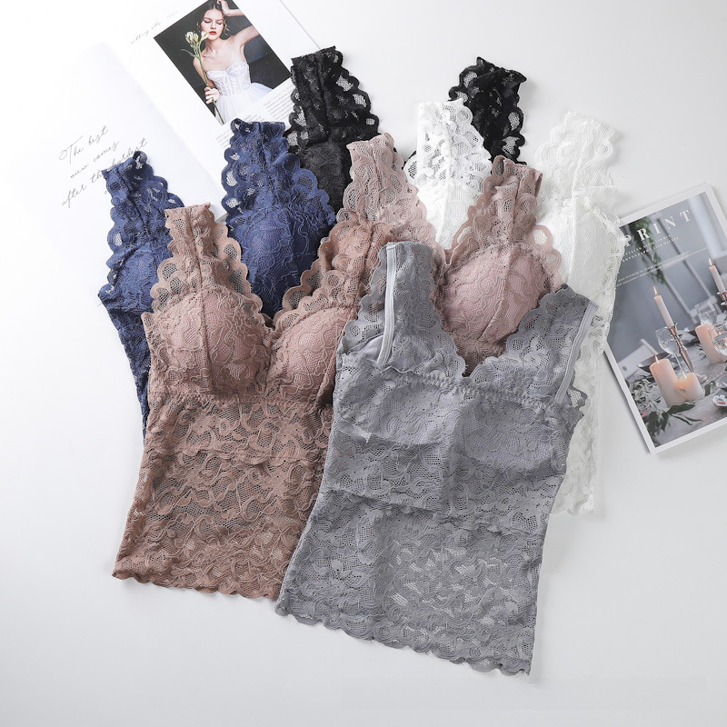 Lace Backless Tube Top with Wide Straps and Padding
