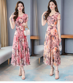 Korean Style Printed Summer Dress for Women