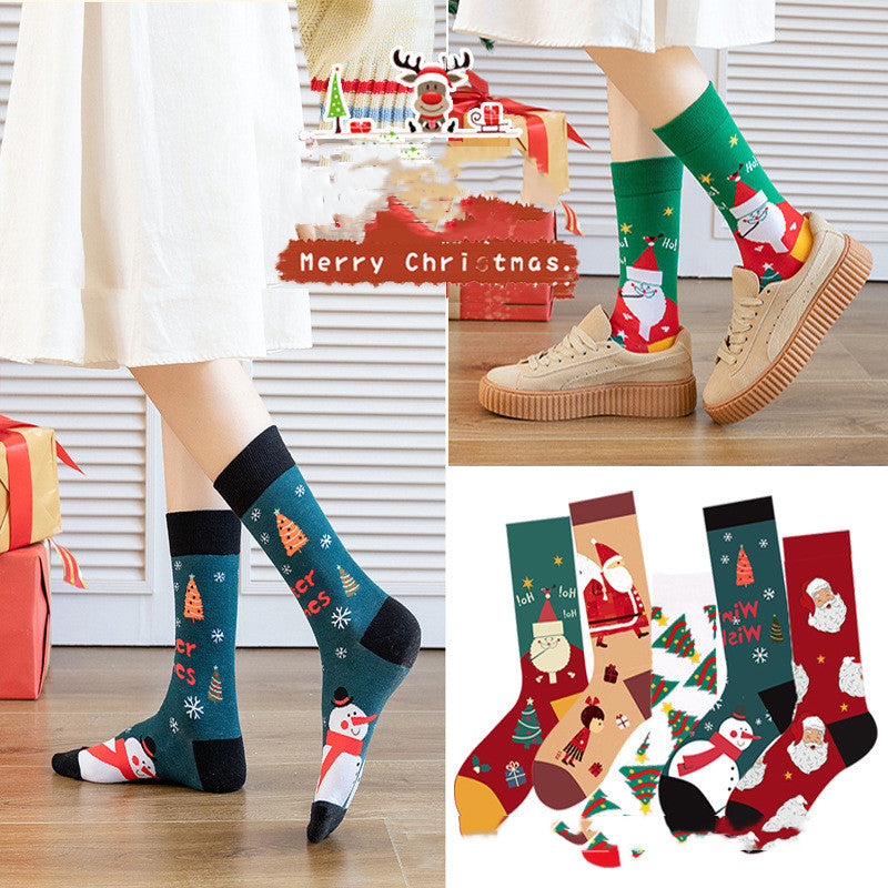 Festive High Tube Pure Cotton Christmas Socks