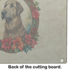 Irish Wolfhound Christmas Flowers Glass Cutting Board