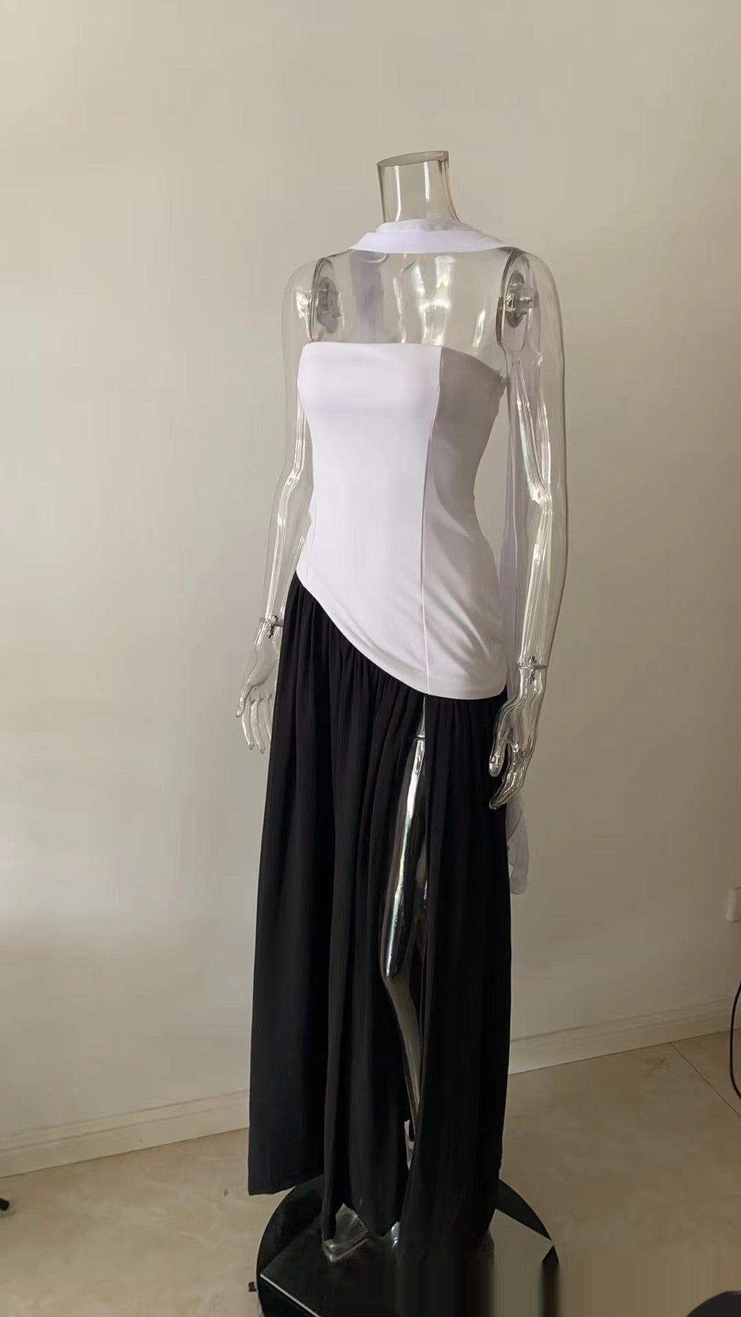 Color Block Off-Shoulder Tube Top Dress