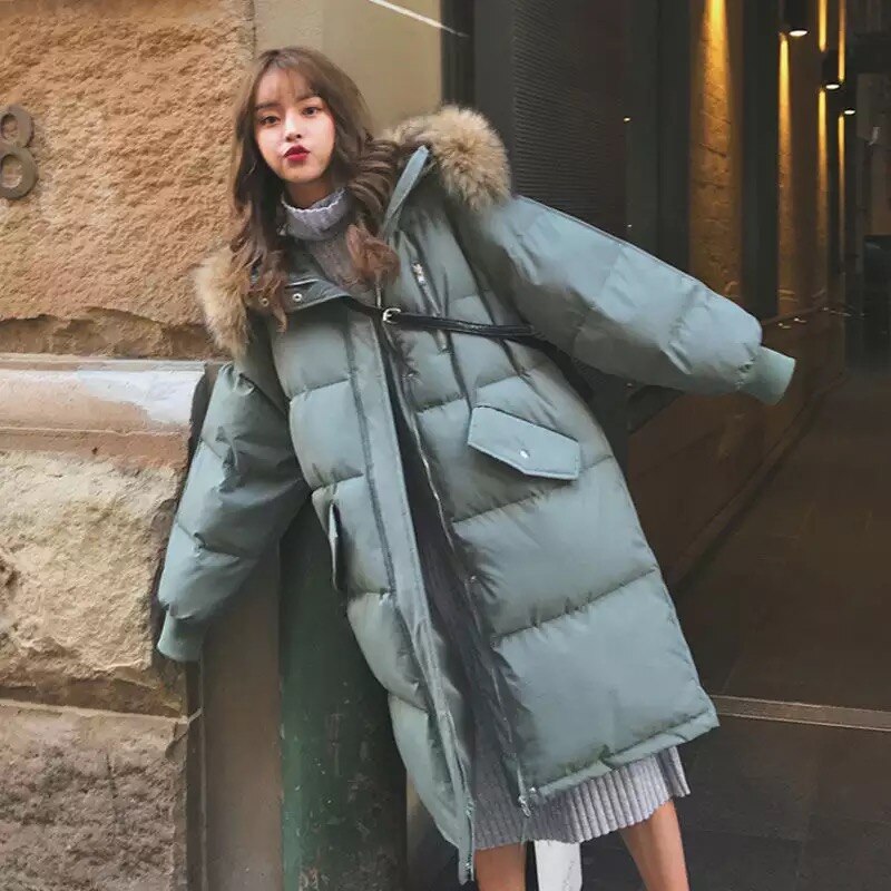 Large Fur Collar Cotton Jacket for Women