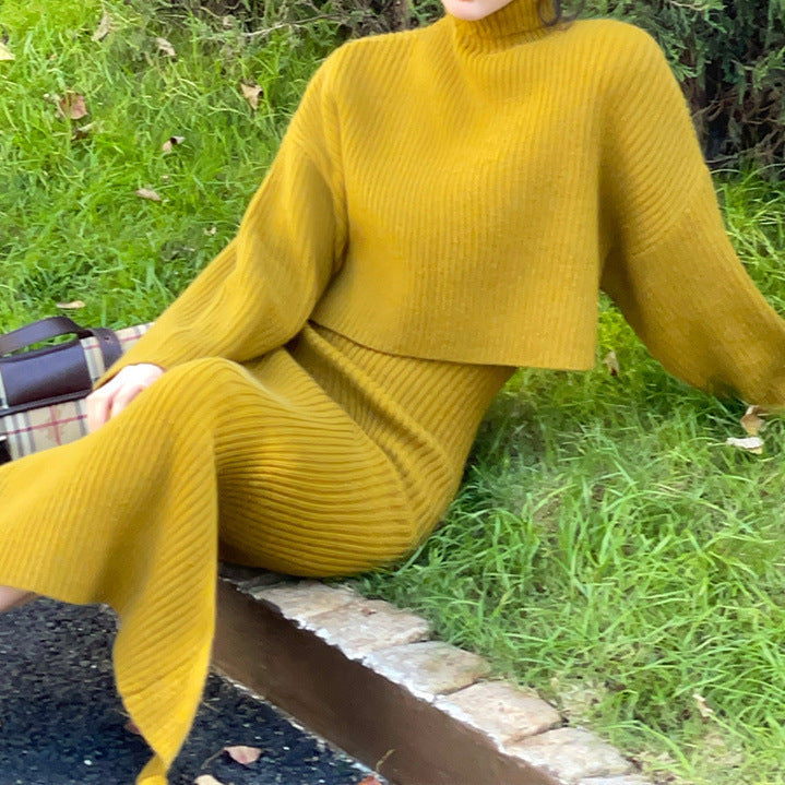 Knitted Coat and Fashion Suspender Skirt Set
