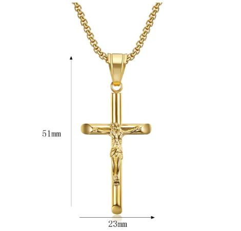 [Duplicate] Hip Hop Titanium Steel Crucifix Pendant Necklace