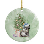 Pug Black Puppy Christmas Presents and Tree Ceramic Ornament