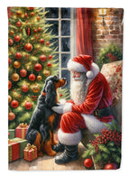 Gordon Setter and Santa Claus Garden Flag