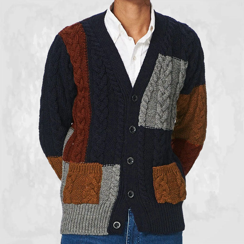 Men's V-neck Long Sleeve Sweater Coat