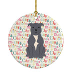 Merry Christmas Staffordshire Bull Terrier Blue Ceramic Ornament