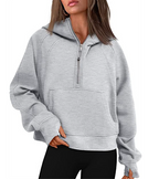 Chic Women's Fleece Half Zip Hooded Sweatshirt | Streetwear