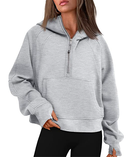 Chic Women's Fleece Half Zip Hooded Sweatshirt | Streetwear