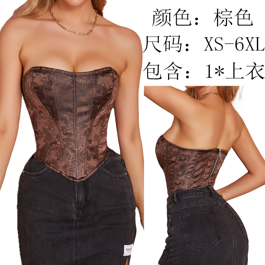 Strapless Heart Neck Bodysuit with Zippered Bustier