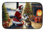 Bull Terrier and Santa Claus Dish Drying Mat