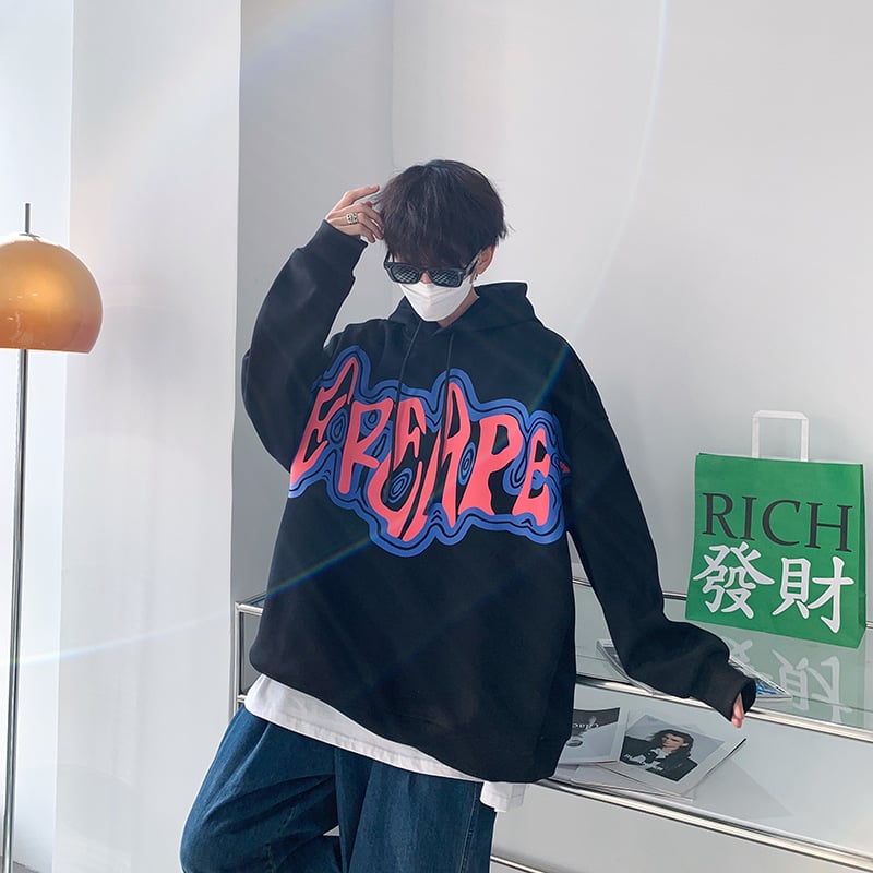 Fashion Print Loose Hoodie Sweatshirt Jacket | Streetwear