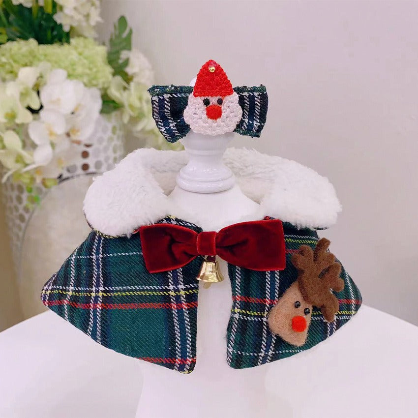 Pet Christmas Scarf and Cape Apparel