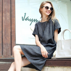 Summer Plus Size Linen Dress for Women with Short Sleeves