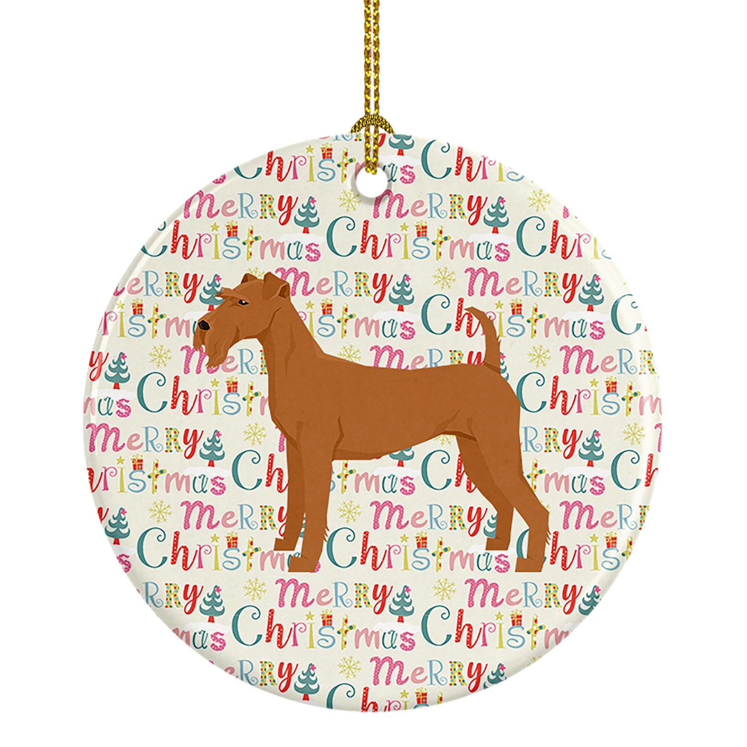 Irish Terrier Merry Christmas Ceramic Ornament